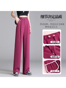 Summer high-waisted Straight-leg Solid color pants