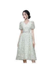Summer Korean style Lantern sleeve A-line temperament dress
