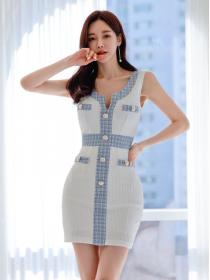 Korean style Summer fashion Elegant sleeveless dress
