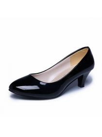 Fashion Middle-heel Black OL shoes for women