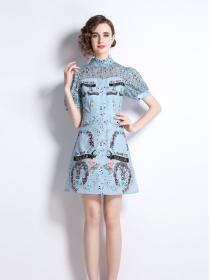 European style Short sleeve Lace Dress