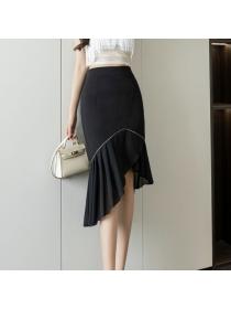 New style diamond-encrusted Fashion ruffled edge Hip-full skirt