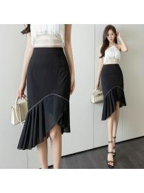 New style diamond-encrusted Fashion ruffled edge Hip-full skirt