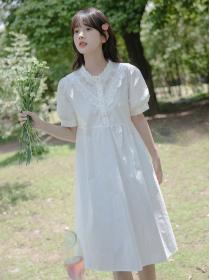 Korean style Fairy 100% cotton Short sleeved Summer dress