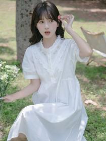 Korean style Fairy 100% cotton Short sleeved Summer dress 