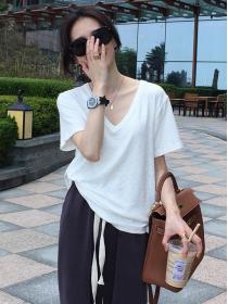 Korean style Summer Loose Cooton Fashion Plain T-shirt