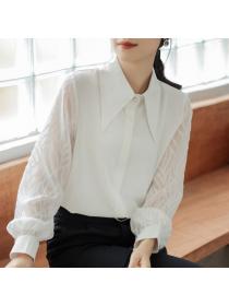 Vintage style Black Fashion Lantern sleeve blouse 