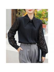Vintage style Black Fashion Lantern sleeve blouse 