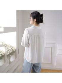 Korean style V collar Lantern sleeve Blouse for women 