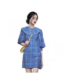 Korean style Summer puff sleeve slim dress for women