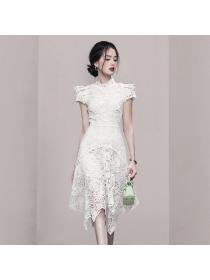 Korean style Lotus leaf Lace Temperament Dress 