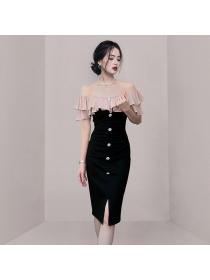Korean style Elegant Slim Split Dress 