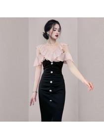 Korean style Elegant Slim Split Dress 
