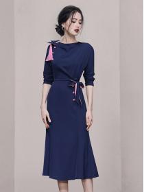 Korean style Elegant Summer Bowknot Fishtail dress