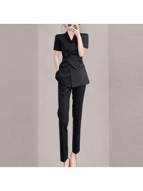 Korean style Elegant Summer Slim Bussiness suit 2 pcs set
