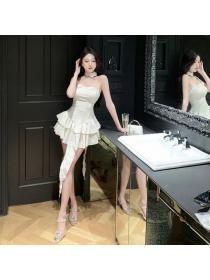 Korean style Fashion Slim Halter neck Sexy Rose dress 