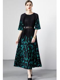European style Quality Elegant Fashion Large swing dress 
