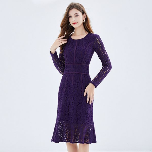 Retro Elegant Lace Plus size European style Lace dress