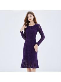 Retro Elegant Lace Plus size European style Lace dress 