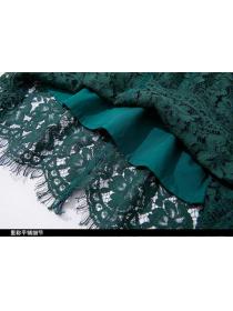 Retro Elegant Plus size European style Green Lace dress 