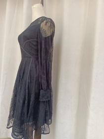 Retro Elegant Plus size European style Lantern sleeve Lace dress 