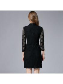 Retro Elegant Plus size European style Short sleeve Lace Cheongsam
