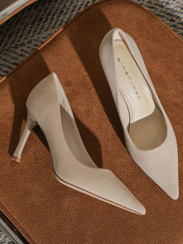 Simple style Matching Suede shallow mouth Heels