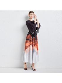 Europeans style Printed Pleated Loose Long dress