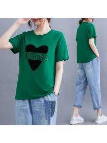 Korean style Plus size Cotton Tshirt Wide leg Light color jeans 2 pcs set