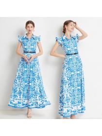 Europeans style Elegant sleeveless Printed Maxi dress 
