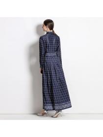 European style Elegant Matching Printed Maxi Dress (with belt)