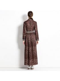 European style Pinched waist Printed Maxi Dress (with belt)