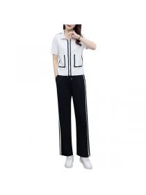 Korean style Plus size Summer Short sleeve Casual Sport wear 2 pcs set