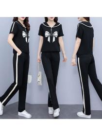 Korean style Plus size Summer Fashion Casual Sport wear 2 pcs set