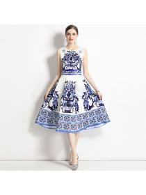 European style Retro fashion Sleeveless Dress 