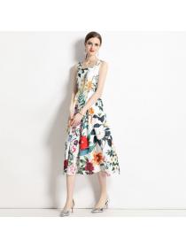European style Retro Sleeveless Elegant dress 