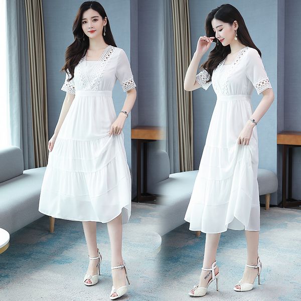 Korean style Summer fashion White Fairy dress