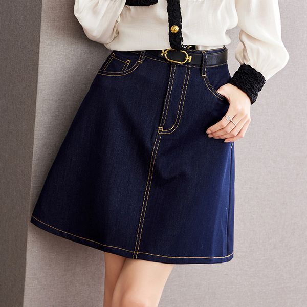 Korean styleRetro Denim Skirt High waist A-line skirt