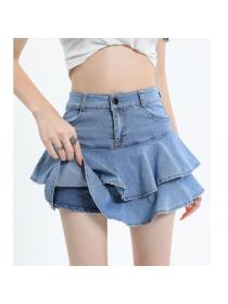 Korean style Sexy High waist Mini Denim skirt
