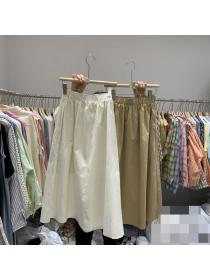 Korean style Loose Simple design Long skirt