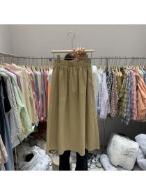 Korean style Loose Simple design Long skirt