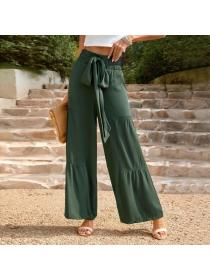 European style Summer Solid color Loose Casual Pants 