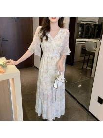 Korean style Loose Summer Casual Floral dress 