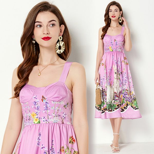European style Summer Fashion Printed A-line dress