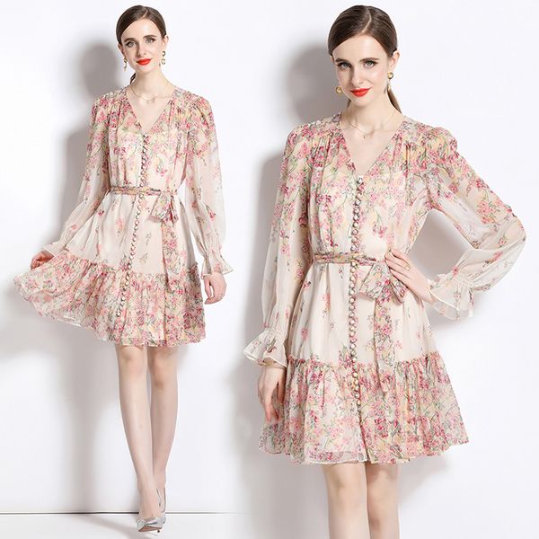 European style Spring fashion Chiffon dress