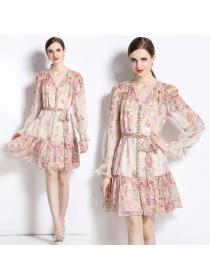 European style Spring fashion Chiffon dress 