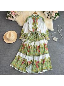 Vintage style Summer Printed Maxi dress 