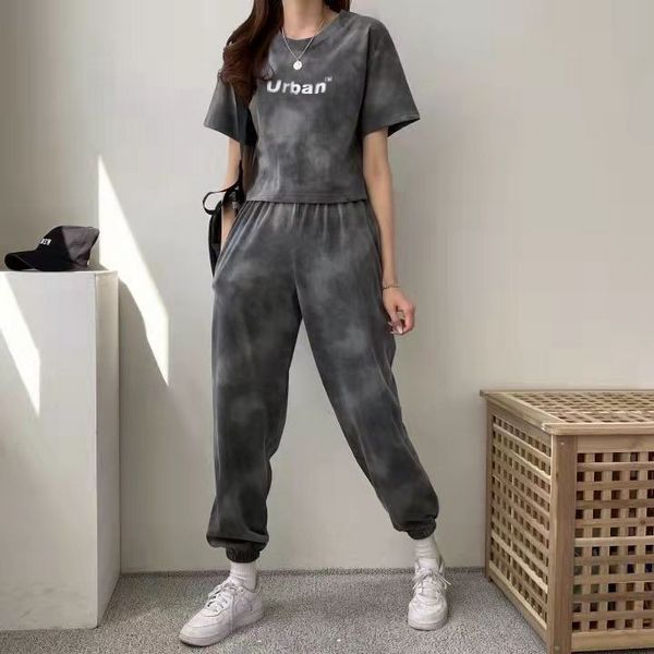 Korean style Summer Fashion Plus size Sport wear 2 pcs set for women