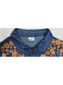 Vintage style Summer Polo collar Embroidery Mid waist dress 