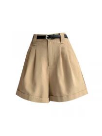 Korean style Retro High waist Casual Summer A-line Short pants 